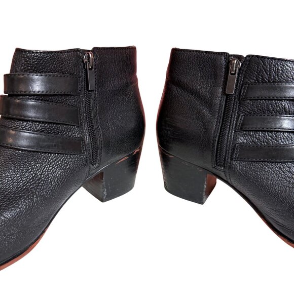 Clarks Maypearl Rayna Black Leather Boots Strappy Ankle Boots Size 9 - Picture 6 of 9